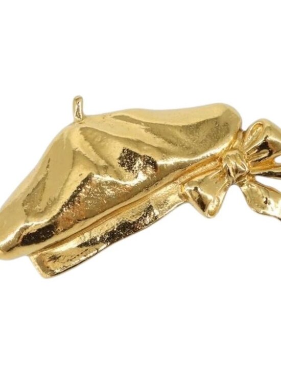 CHANEL Jewelry - CHANEL Beret Brooch metal Gold Tone CC Auth